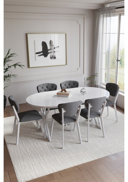 ELMA AVANGARDE 80*140 Gold Mutfak Masası Takımları , 6 Kişilik Mutfak Masası Takımı fiyatları