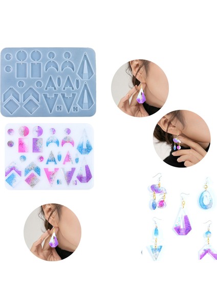 Epoksi Silikon Çoklu Geometrik Modelli Kolye ve Küpe Takı Kalıbı