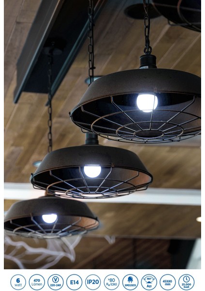 RTL09201 Rother G45 LED Ampul 6W E14 470 Lümen 6500K Beyaz Işık - Enerji Tasarruflu Ampul modelleri