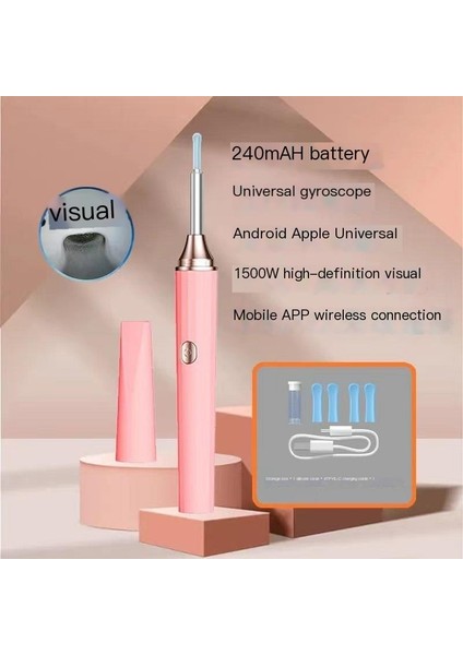 Görsel Kulak Temizleme Çubuğu Kablosuz Wifi Yüksek Çözünürlüklü Kulak Temizleme Çubuğu - Mavi (Yurt Dışından)