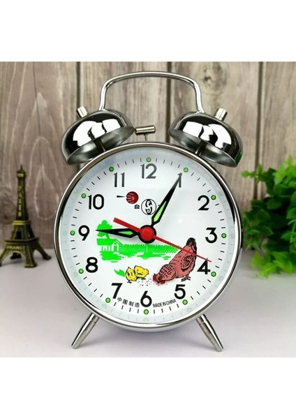 Nostaljik Bakır Görünümlü Kurmalı Metal Çalar Saat, Tavuk Figürlü Anı Saati