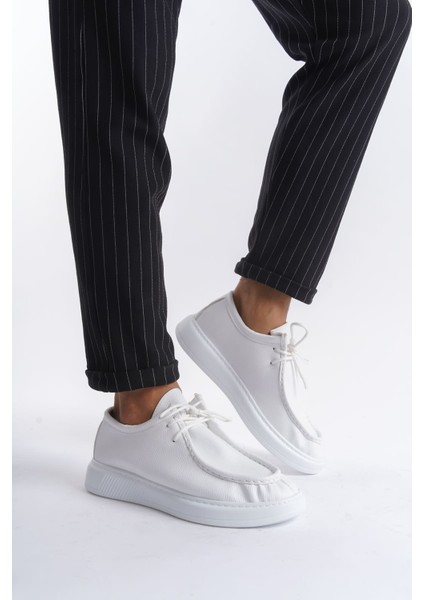 ET170 Tornado Bağcıklı Cilt Erkek Günlük Spor Klasik Ayakkabı Bt - Beyaz