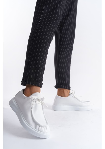 ET170 Tornado Bağcıklı Cilt Erkek Günlük Spor Klasik Ayakkabı Bt - Beyaz