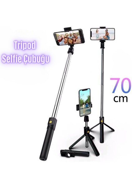 Selfie Çubuğu Tripod Siyah Kumandalı Bluetoothlu TP-1020