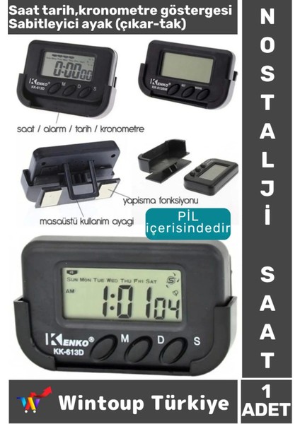 Nostalji Masa Araba Saati Öğrenci Ev Ofis Okul Minibüs Kronometreli Dijital Mini Saat