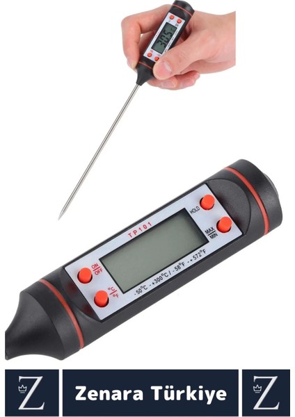 Ergonomik LCD Ekran Çift Ölçüm Birimi Hafızalı Et Sıvı Mama Sıcak Soğuk Saplamalı Gıda Termometresi indirimleri