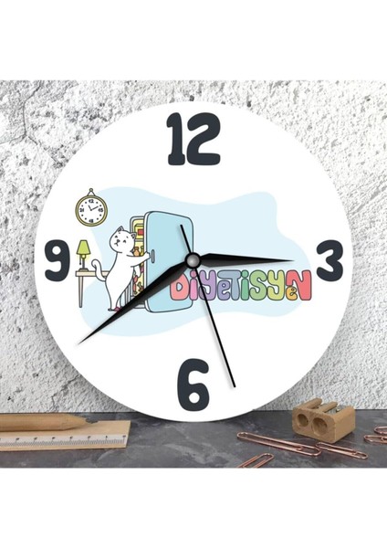 Ahşap Duvar Saati, Diyetisyenlere Özel, Şık ve Modern Tasarım