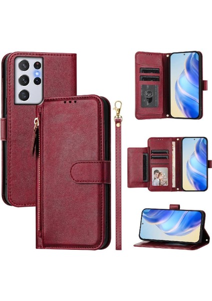 Samsung Galaxy S21 Ultra 5g Için Flip Case Fermuar Pu Deri Manyetik (Yurt Dışından) indirimleri