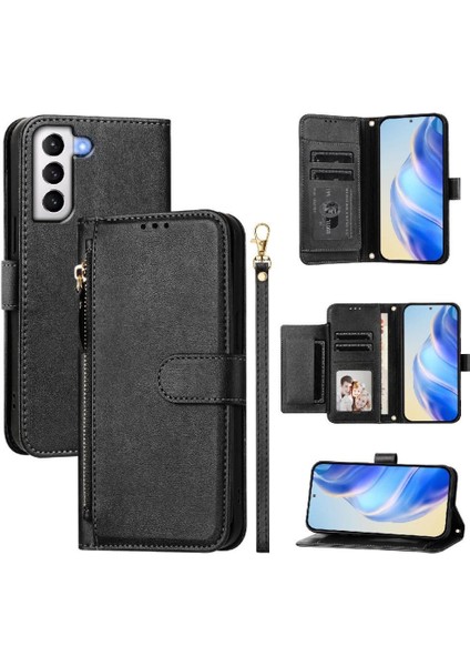Samsung Galaxy S21 Artı 5g Için Flip Case Kart Tutucu Fermuar Pu Deri (Yurt Dışından)