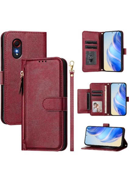 Samsung Galaxy Xcover 5 Fermuar Pu Deri Manyetik Kart Için Flip Case (Yurt Dışından)