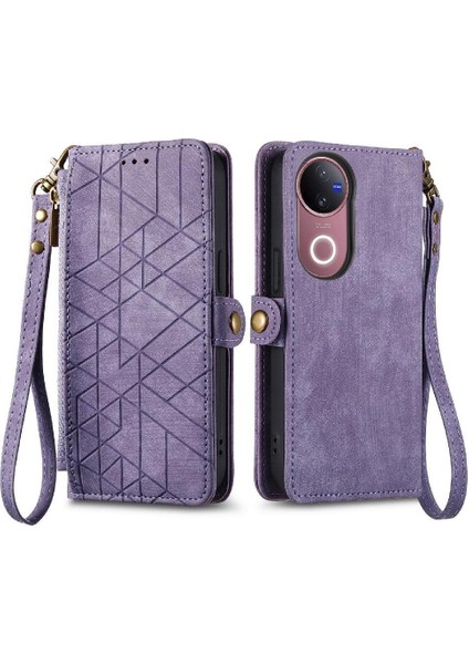 Vivo V50 Için Flip Case Cüzdan Kapak Kapak Darbeye Deri Kılıf Basit (Yurt Dışından)