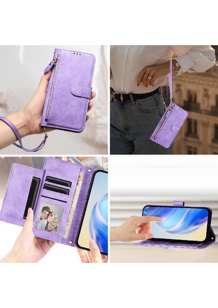 Samsung Galaxy S9 Pu Deri Manyetik Kart Tutucu Fermuar Için Flip Case (Yurt Dışından)