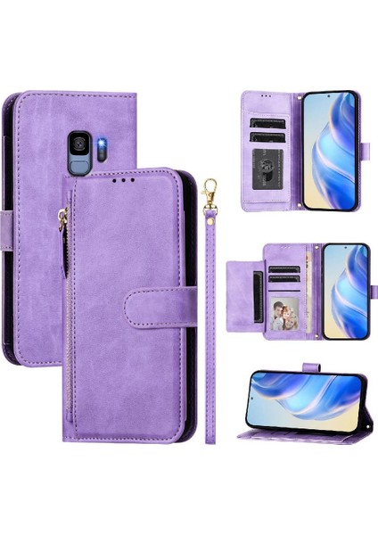 Samsung Galaxy S9 Pu Deri Manyetik Kart Tutucu Fermuar Için Flip Case (Yurt Dışından)