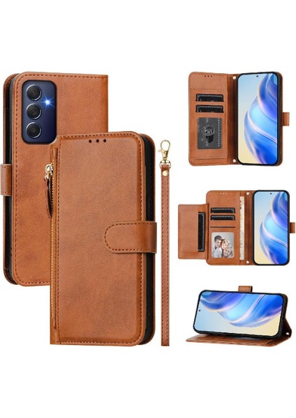 Samsung Galaxy M54 5g Fermuar Kart Tutucu Pu Deri Için Flip Case (Yurt Dışından)