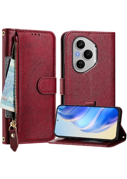 Onur Için Flip Case 400 Pro 5g Kart Tutucu Pu Deri Manyetik Fermuar (Yurt Dışından)