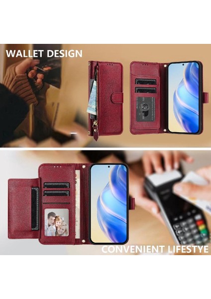 Onur Için Flip Case 400 Pro 5g Kart Tutucu Pu Deri Manyetik Fermuar (Yurt Dışından)