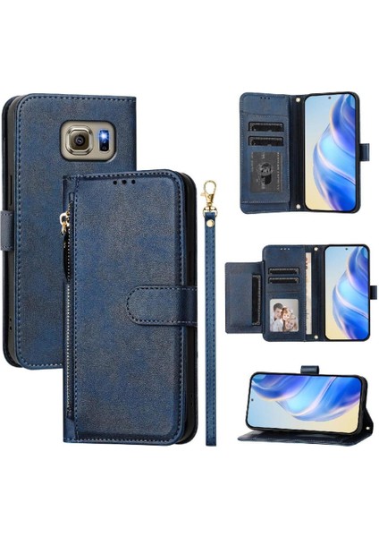 Samsung Galaxy S6 Pu Deri Manyetik Kart Tutucu Fermuar Için Flip Case (Yurt Dışından)