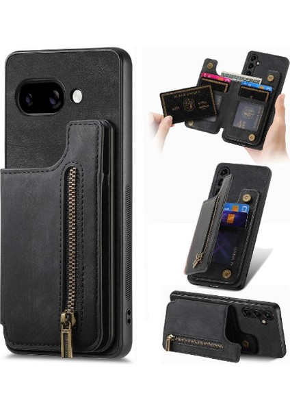 Google Pixel 9A Vintage Fermuar Cüzdan Standı Fonksiyonu Için Kılıf Katlanabilir (Yurt Dışından)