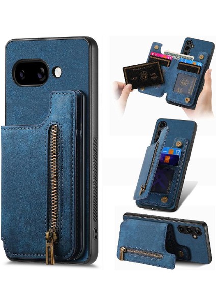 Google Pixel 9A Vintage Fermuar Cüzdan Standı Fonksiyonu Için Kılıf Katlanabilir (Yurt Dışından)