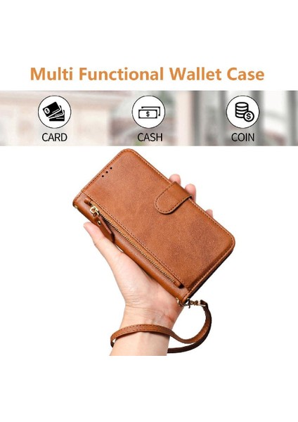 Samsung Galaxy Için Flip Case A52S 5g Kart Tutucu Fermuar Pu Deri (Yurt Dışından)