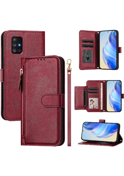 Samsung Galaxy A71 5g Fermuar Pu Deri Manyetik Kart Için Flip Case (Yurt Dışından)