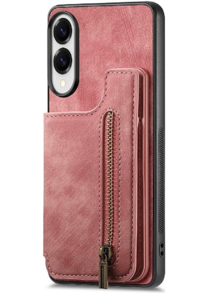 Samsung Galaxy S25 Kenar Katlanabilir Arka Kapak Standı Fonksiyonu Fermuar Için Kılıf (Yurt Dışından)