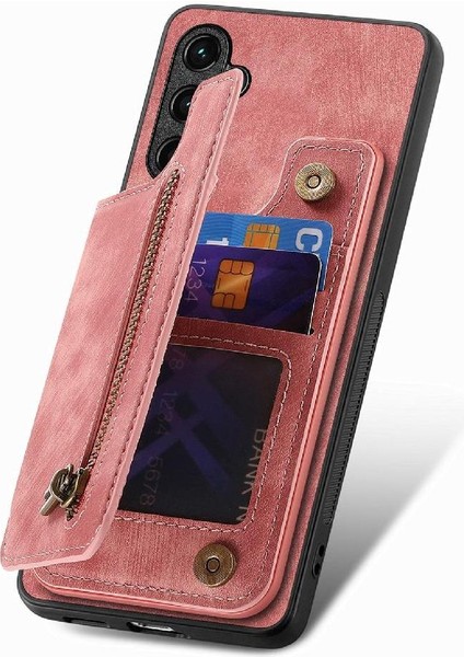Samsung Galaxy S25 Kenar Katlanabilir Arka Kapak Standı Fonksiyonu Fermuar Için Kılıf (Yurt Dışından)
