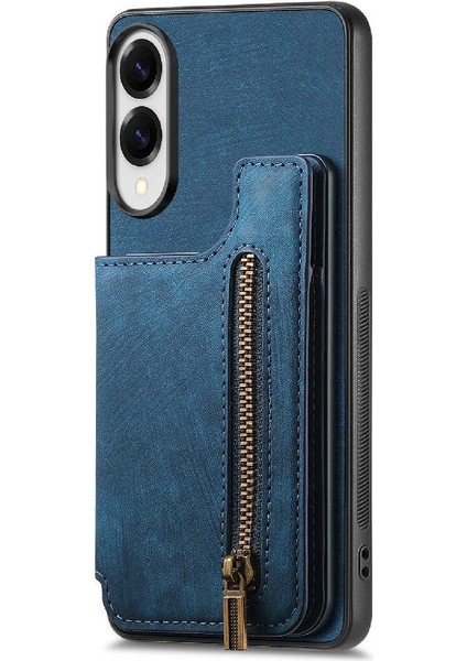 Samsung Galaxy S25 Kenar Katlanabilir Arka Kapak Standı Fonksiyonu Fermuar Için Kılıf (Yurt Dışından)