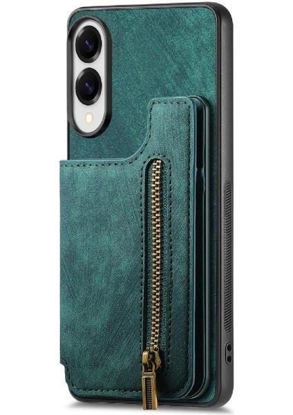 Samsung Galaxy S25 Kenar Katlanabilir Arka Kapak Standı Fonksiyonu Fermuar Için Kılıf (Yurt Dışından)