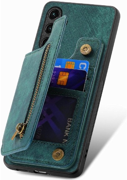 Samsung Galaxy S25 Kenar Katlanabilir Arka Kapak Standı Fonksiyonu Fermuar Için Kılıf (Yurt Dışından)
