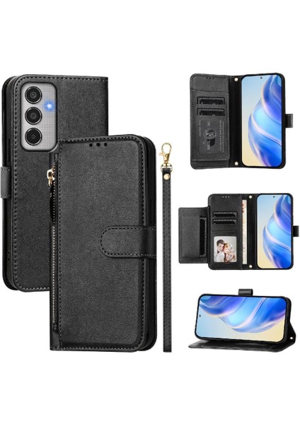 Samsung Galaxy M35 5g Fermuar Pu Deri Manyetik Kart Için Flip Case (Yurt Dışından)