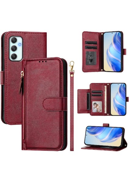 Samsung Galaxy A35 5g Fermuar Kart Tutucu Pu Deri Için Flip Case (Yurt Dışından)