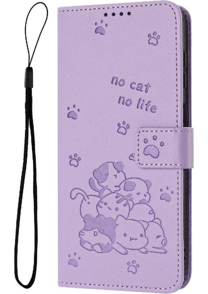 Tecno Camon 40 4g Için Flip Case Pu Deri Deri Cüzdan Sevimli Kedi Kartı (Yurt Dışından)