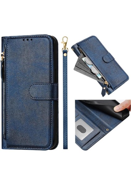 IPhone 14 Için Flip Case Pro Max Pu Deri Manyetik Fermuar Kart Tutucu (Yurt Dışından)
