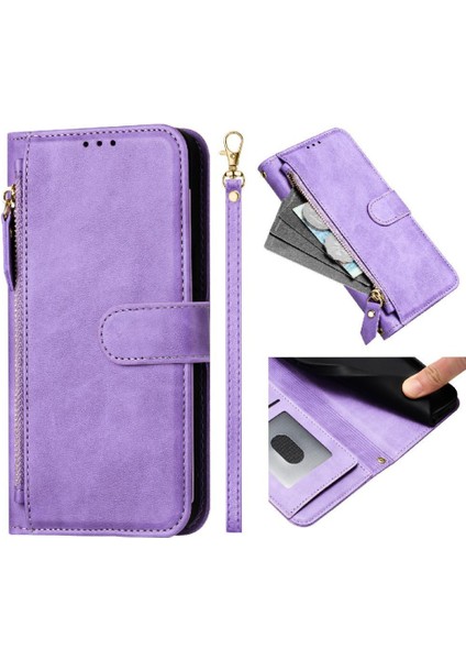 IPhone 14 Için Flip Case Pro Max Pu Deri Manyetik Fermuar Kart Tutucu (Yurt Dışından)