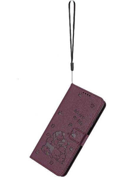 Tecno Camon 40 4g Için Flip Case Pu Deri Deri Cüzdan Sevimli Kedi Kartı (Yurt Dışından)
