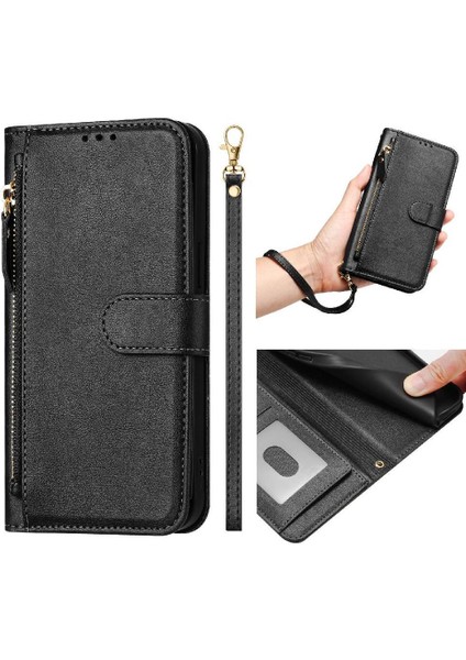 IPhone 14 Için Flip Case Pro Max Pu Deri Manyetik Fermuar Kart Tutucu (Yurt Dışından)