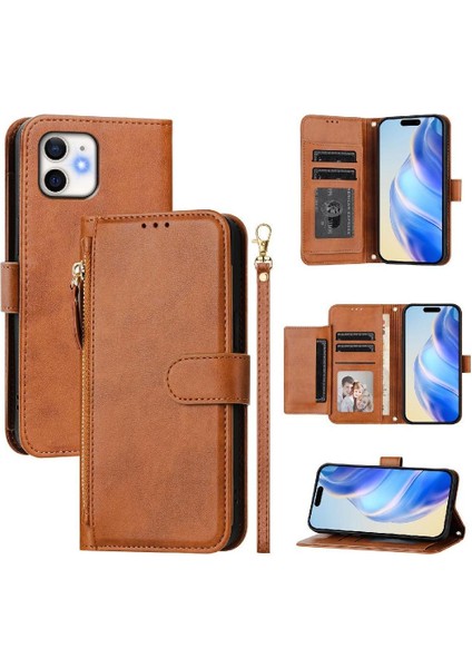 IPhone 11 Için Flip Case Pu Deri Manyetik Kart Tutucu Fermuar (Yurt Dışından)