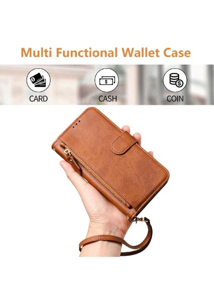 IPhone 11 Için Flip Case Pro Max Pu Deri Manyetik Fermuar Kart Tutucu (Yurt Dışından)
