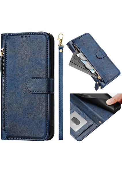 IPhone 13 Için Flip Case Pro Max Kart Tutucu Pu Deri Manyetik Fermuar (Yurt Dışından)