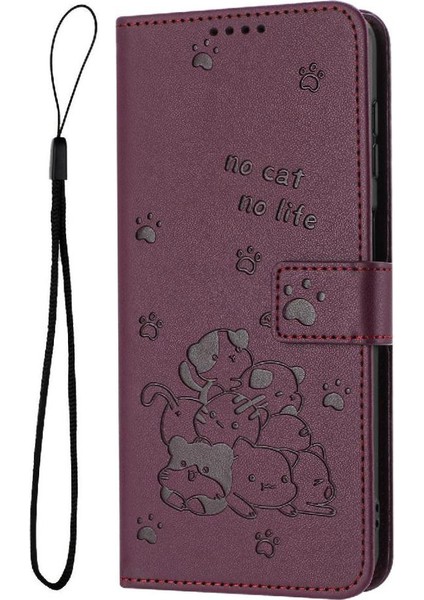 Vivo V50 Lite Için Flip Case Sevimli Kedi Pu Deri Deri Cüzdan Kart (Yurt Dışından)