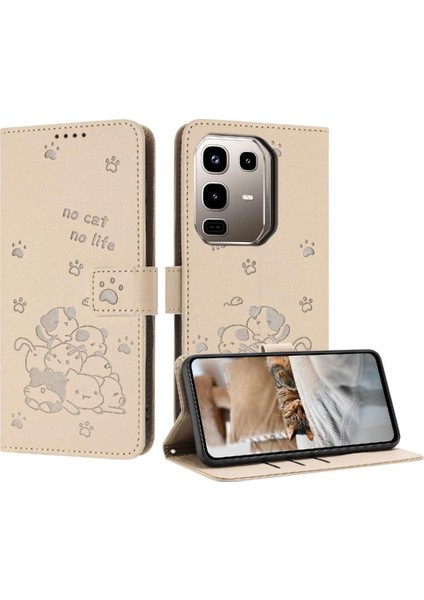 Infinix Not 50 Için Flip Case 4g Sevimli Kedi Kart Tutucu Kickstand Pu (Yurt Dışından)