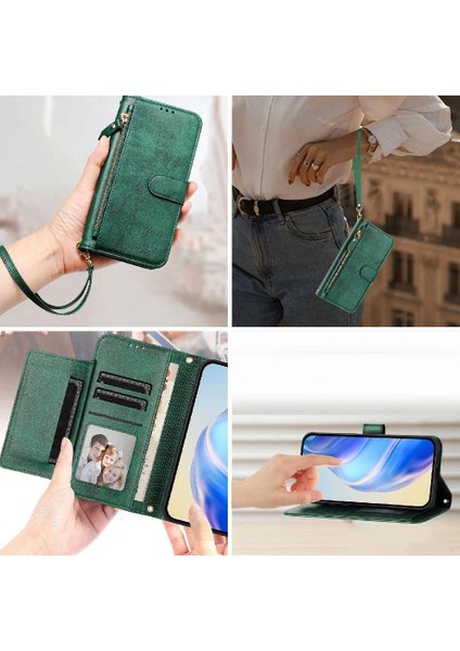 IPhone 6s Artı Pu Deri Manyetik Fermuar Kart Tutucu Için Flip Case (Yurt Dışından)