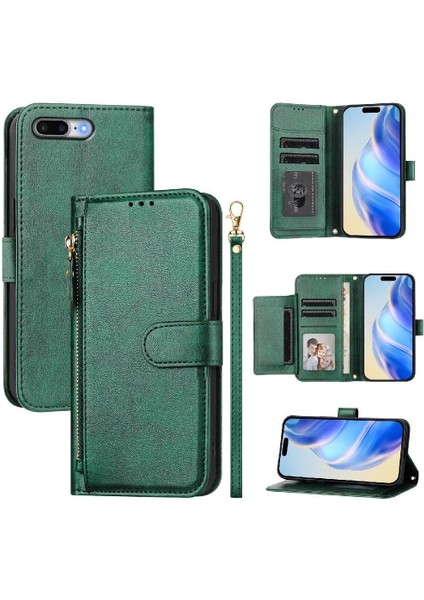 IPhone 6s Artı Pu Deri Manyetik Fermuar Kart Tutucu Için Flip Case (Yurt Dışından)