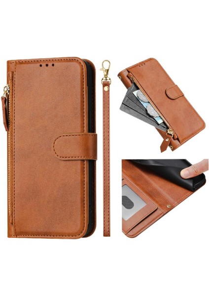 IPhone 12 Için Flip Case Pro Max Pu Deri Manyetik Fermuar Kart Tutucu (Yurt Dışından)