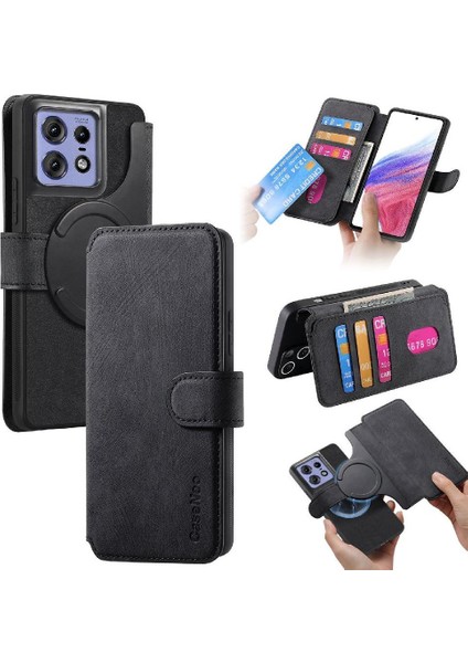 Motorola Edge 50 Pro Mıknatıs Koruyucu Malzeme Kartı Standı Için Flip Case (Yurt Dışından)