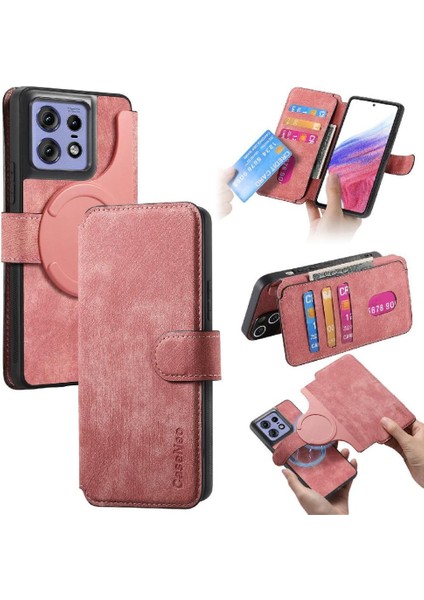 Motorola Edge 50 Pro Mıknatıs Koruyucu Malzeme Kartı Standı Için Flip Case (Yurt Dışından)