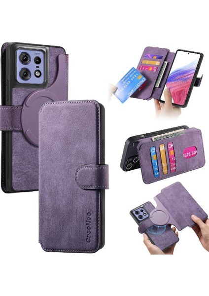 Motorola Edge 50 Pro Mıknatıs Koruyucu Malzeme Kartı Standı Için Flip Case (Yurt Dışından)