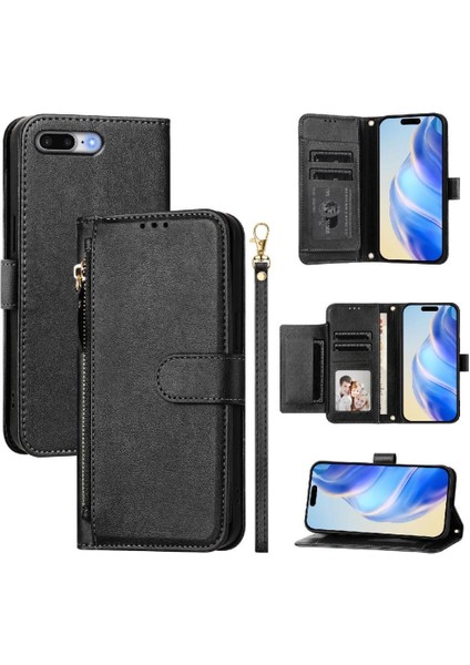 IPhone 6s Artı Pu Deri Manyetik Fermuar Kart Tutucu Için Flip Case (Yurt Dışından)