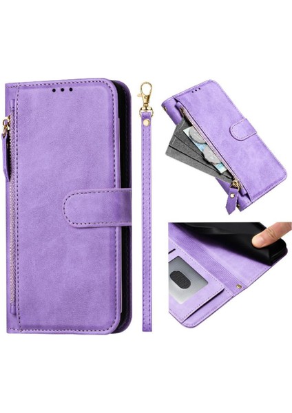 IPhone 12 Için Flip Case Pro Max Pu Deri Manyetik Fermuar Kart Tutucu (Yurt Dışından)